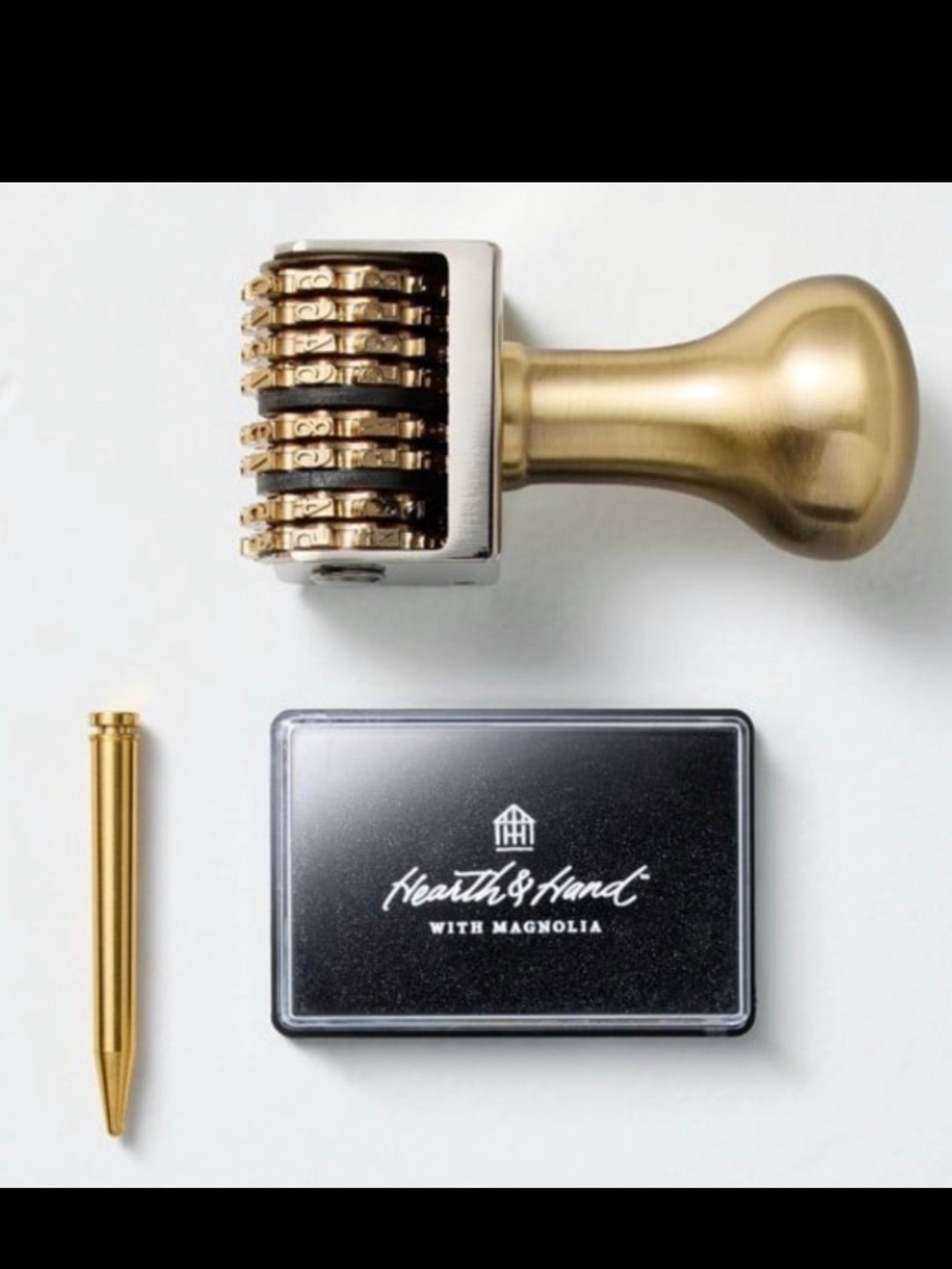 NWT Vintage-Style Roller Date Stamp with Inkpad - Hearth & Hand with Magnolia